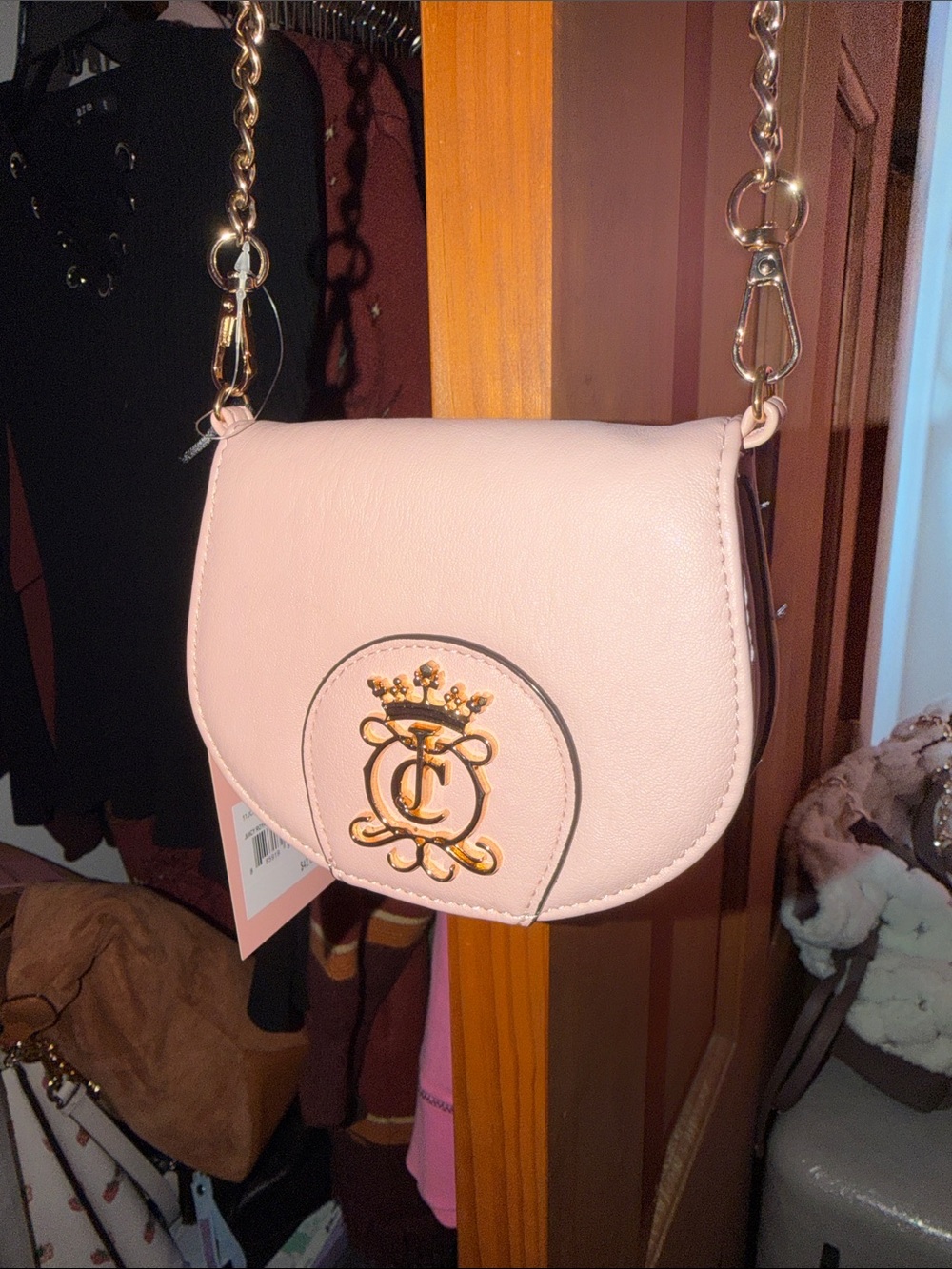 Juicy Couture Light Pink Crossbody with Gold Crest